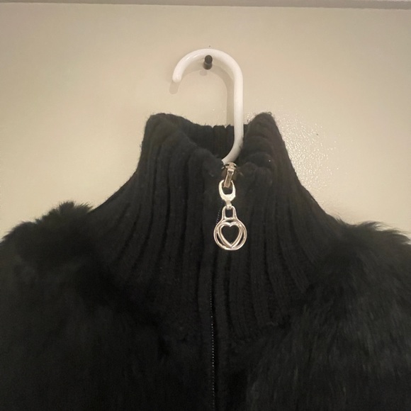 OXOXO COLLECTION Black Sweater with real rabbit fur at front Size M - Picture 5 of 8